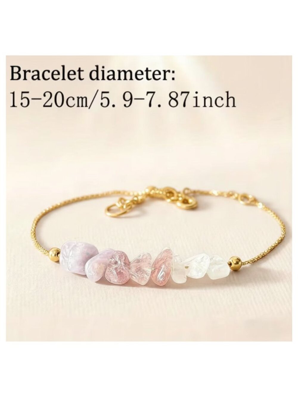 Menopause Bracelet Hormone Balancing Raw Strawberry Quart & Moonstone Crystal - Picture 5 of 5